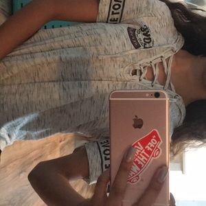 Criss Cross V- Neck T- Shirt